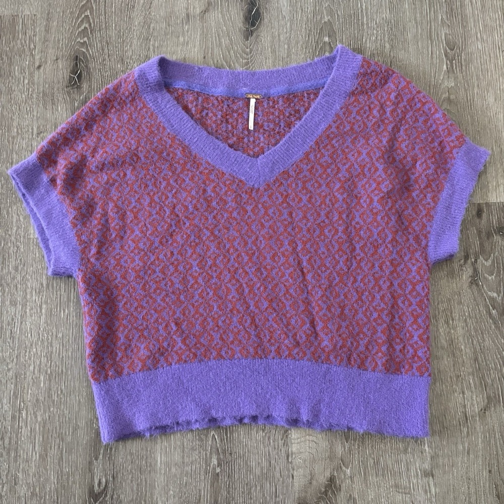Free People Women's Small Short Sleeve Sweater in Supernova Combo